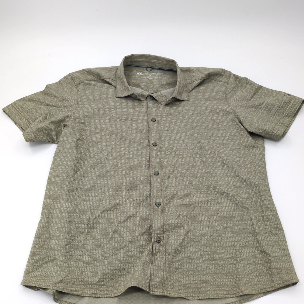 KUHL Men's Short Sleeve Button Down Shirt Size L Large Brown Textured Style 7484